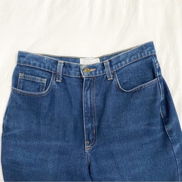 American APPAREL HIGH WAISTED RAW CROPPED HEM DENIM JEANS - 31 - Picture 4 of 8